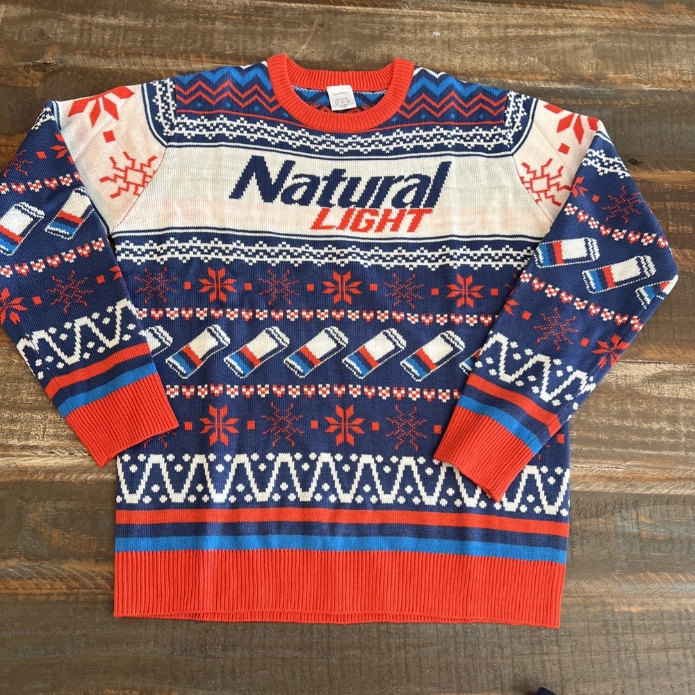 Natural Light Beer Ugly Christmas Sweater Sz Adult Small Xmas